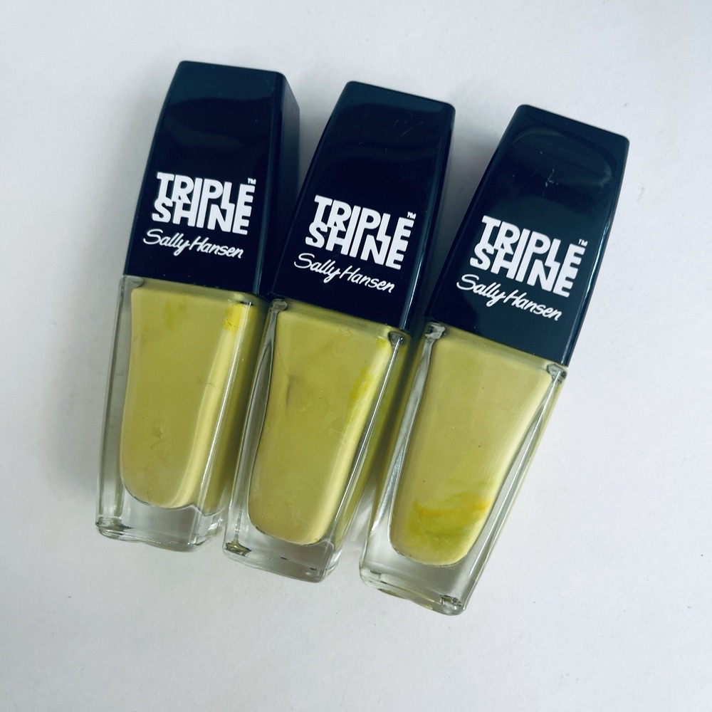 3 Sally Hansen Triple Shine Nail Polish Glitter #260 Statemint Greenish Yellow